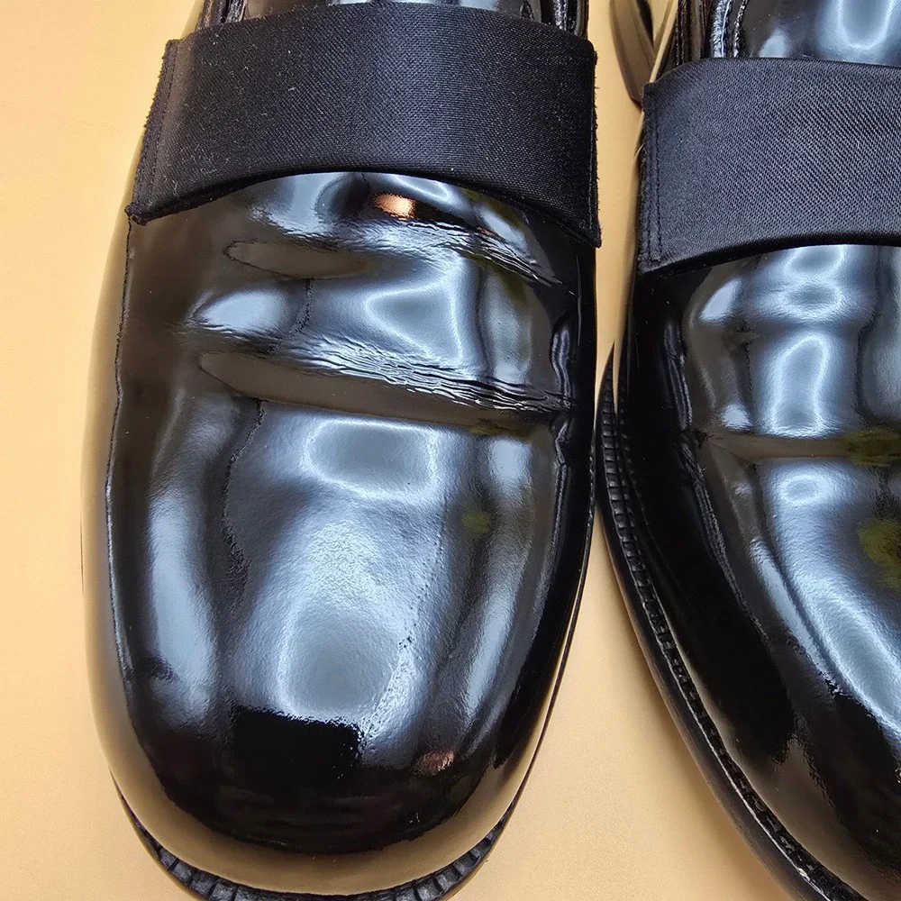Sandro Moscoloni Men's Royal Black Patent Leather Tuxedo Loafers 10 Spain in Box